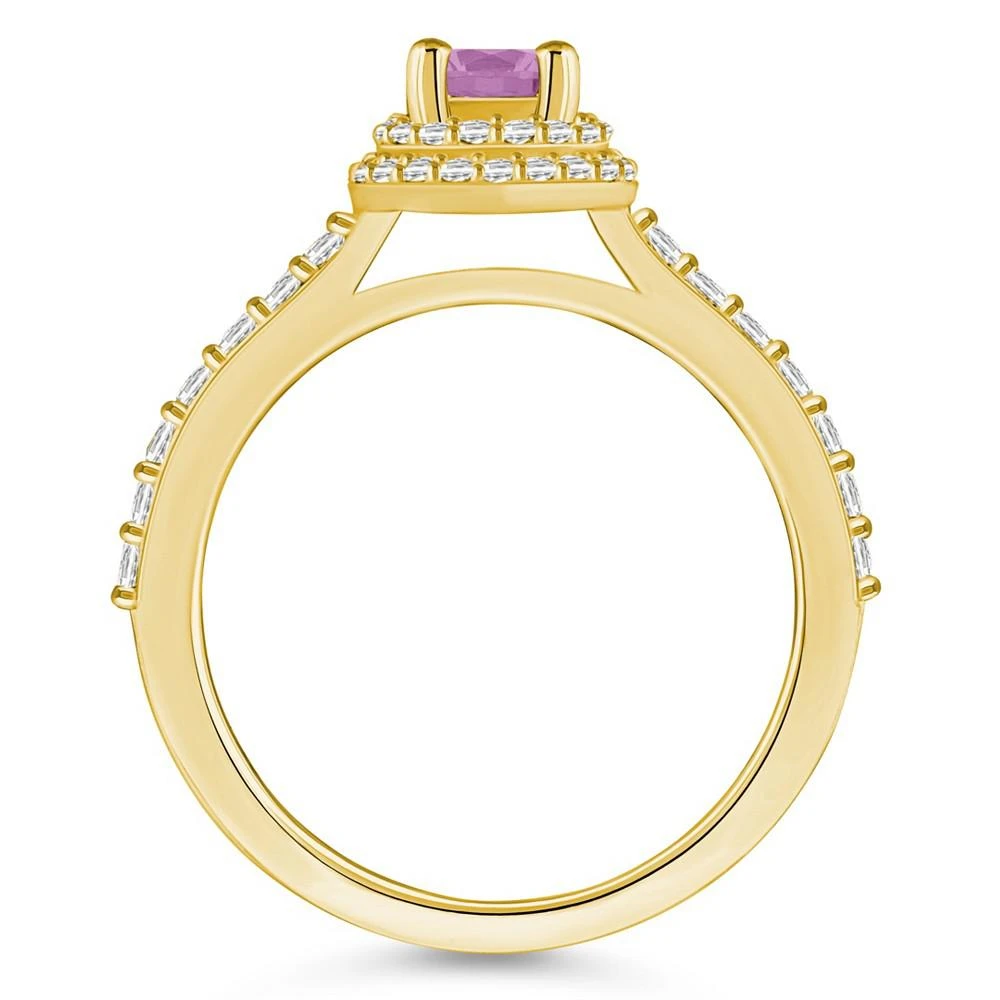 商品Macy's|Pink Sapphire (5/8 Ct. t.w.) and Diamond (1/2 Ct. t.w.) Halo Ring,价格¥32888,第3张图片详细描述