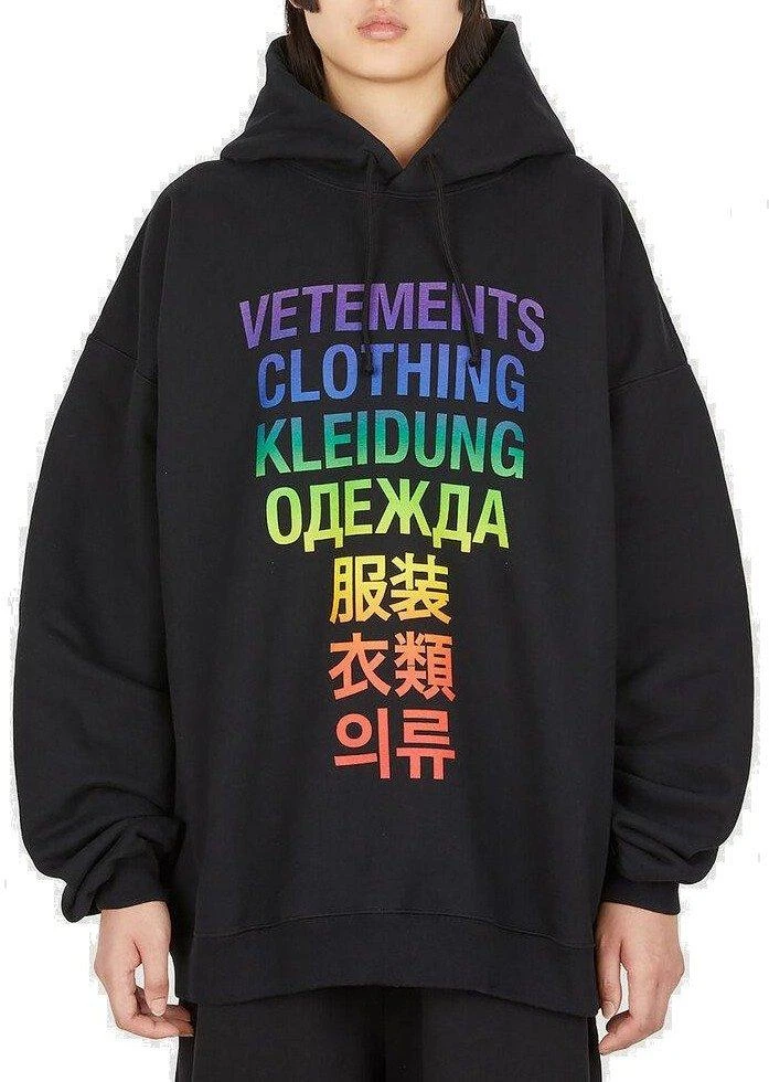 商品Vetements|Vetements Logo Print Drawstring Hoodie,价格¥3845,第1张图片