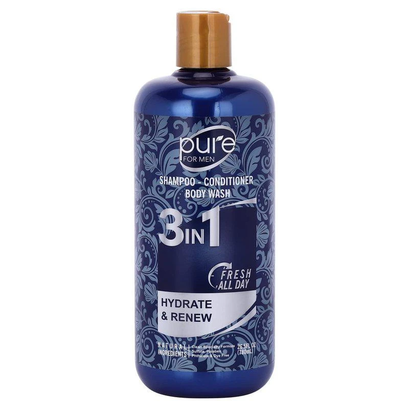 商品Purelis|Men's Body Wash, Shampoo Conditioner Combo. Best 3 In 1 Shower Wash for Men Body, Hair & Face Wash. All In 1 Mens Shower Gel. 1 Bottle 26.5 oz 1 BOTTLE 26.5 OZ,价格¥151,第1张图片