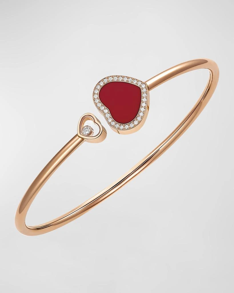 商品Chopard|Happy Hearts 18K Rose Gold Carnelian & Diamond Halo Bracelet, Size Medium,价格¥30714,第1张图片