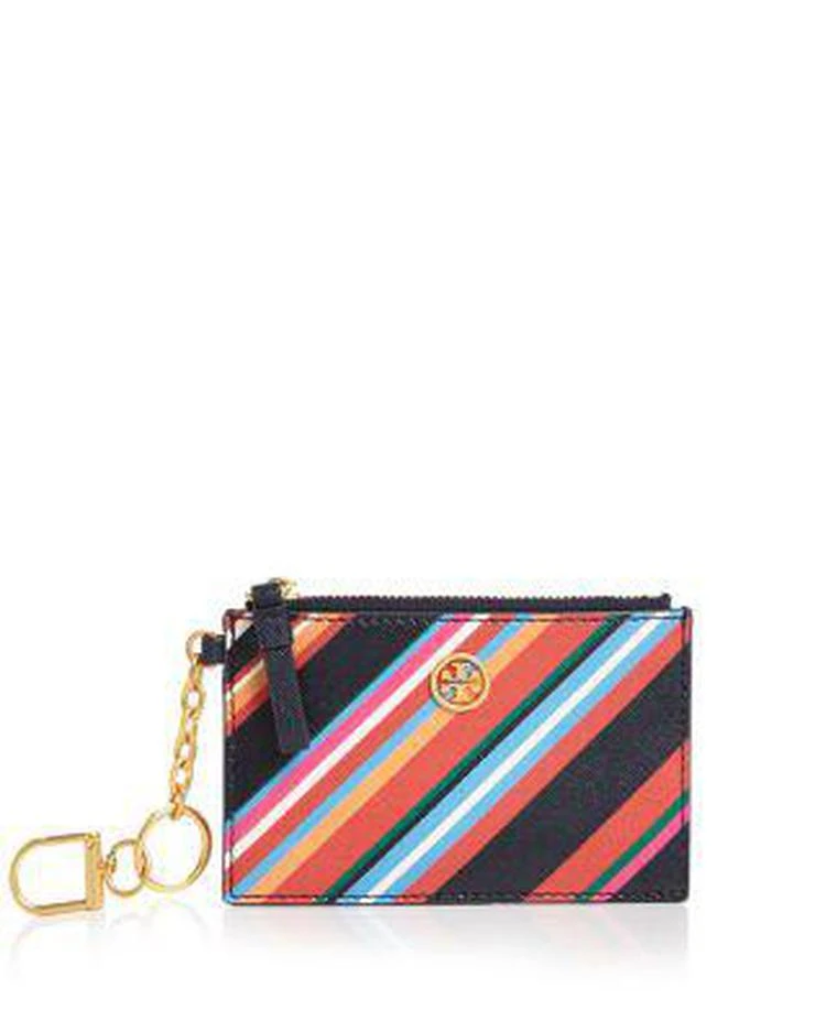 商品Tory Burch|Robinson Striped Leather Key Fob Card Case,价格¥734,第1张图片