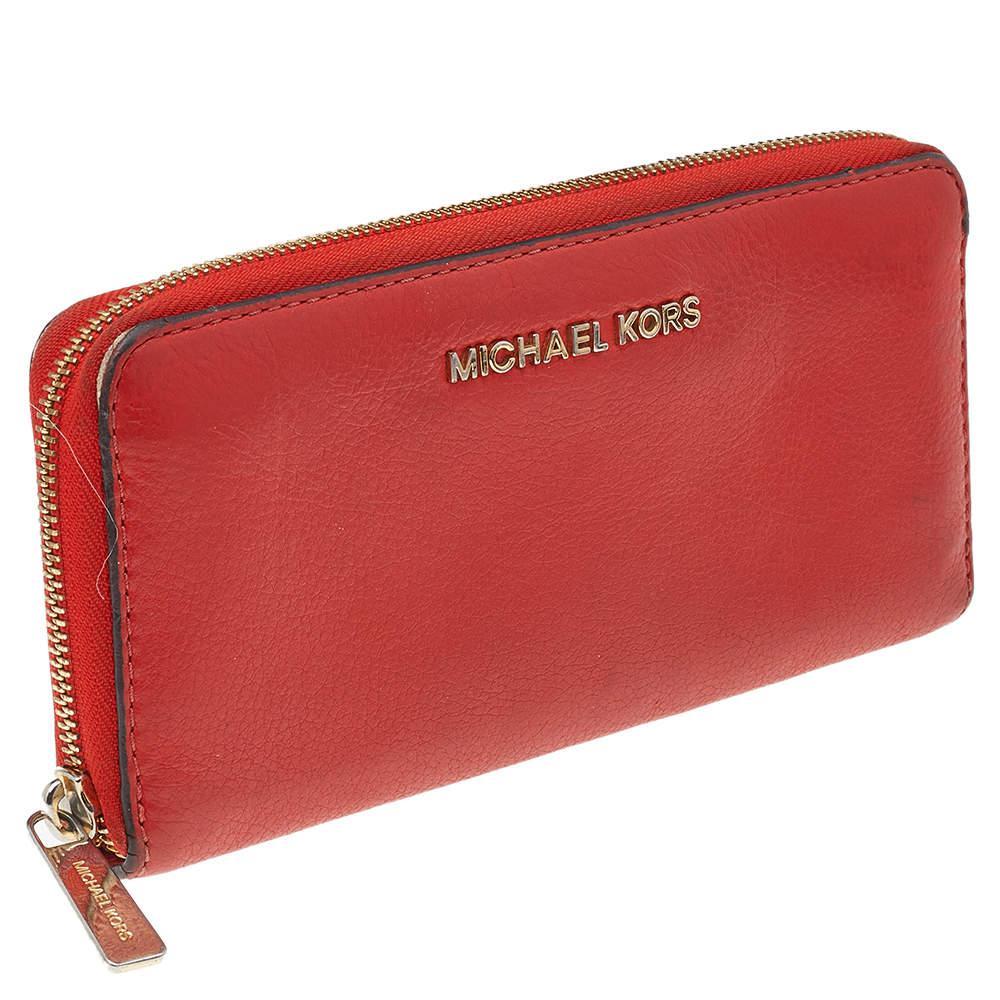 商品[二手商品] Michael Kors|Michael Kors Orange Leather Bedford Zip Around Wallet,价格¥743,第5张图片详细描述