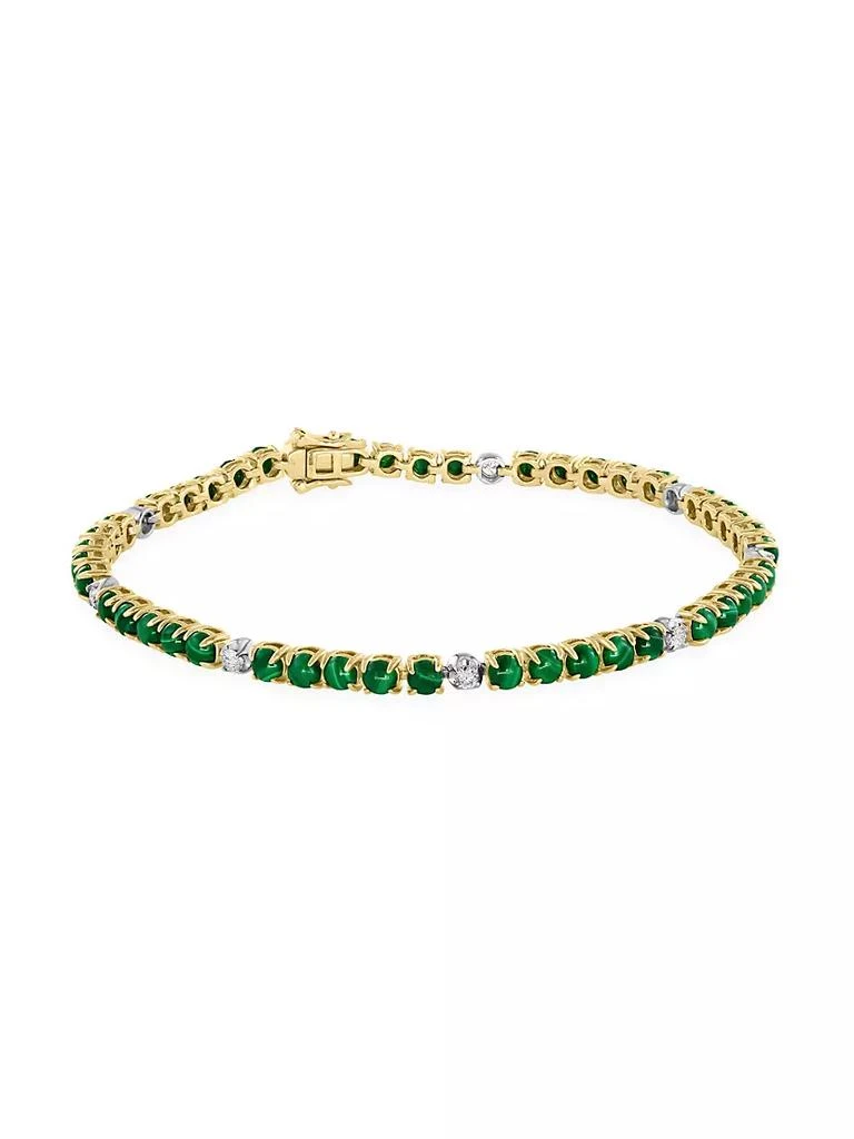 商品Saks Fifth Avenue Collection|Two-Tone 14K Gold, Malachite, & Diamond Bracelet,价格¥14545,第1张图片