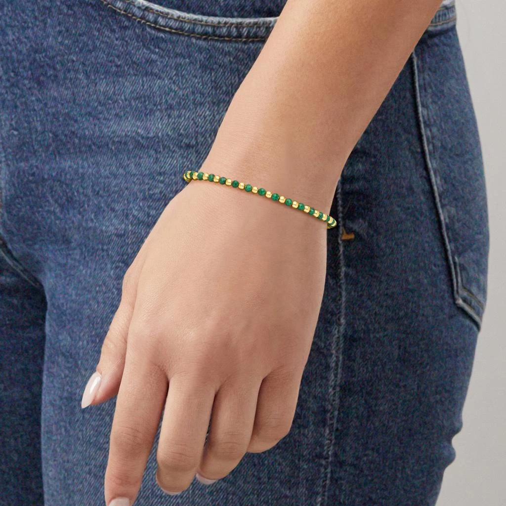 商品Canaria Fine Jewelry|Canaria Emerald Bead Stretch Bracelet in 10kt Yellow Gold,价格¥862,第2张图片详细描述