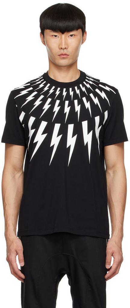 商品Neil Barrett|Black Fair Isle Thunderbolt T-Shirt,价格¥1412,第1张图片