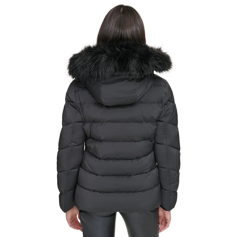 商品Calvin Klein|Women's Stretch Faux-Fur-Trim Hooded Puffer Coat,价格¥717,第2张图片详细描述