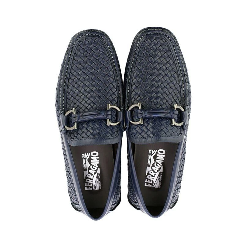 商品Salvatore Ferragamo|香港直邮SALVATOREFERRAGAMO菲拉格慕男士深蓝色编织格纹驾车鞋,价格¥5617,第4张图片详细描述