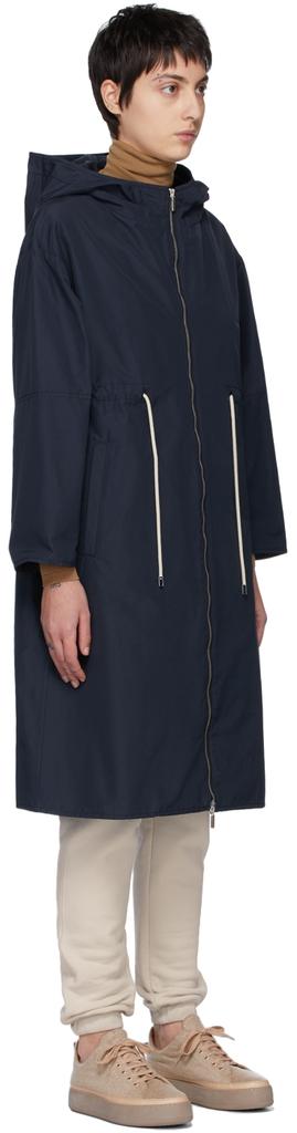 Navy Cotton Hooded Zip-Up Eparka Coat商品第2张图片规格展示