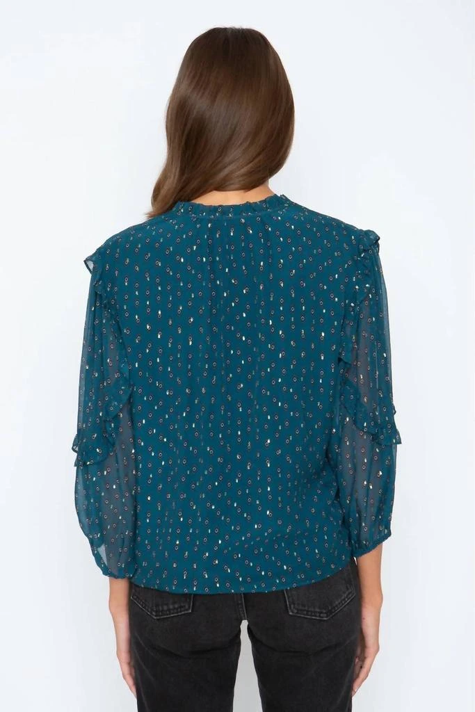 商品Caballero|Gracie Top in Emerald Lurex Chiffon,价格¥1099,第3张图片详细描述