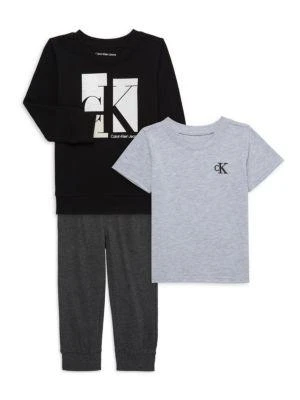 商品Calvin Klein|Baby Boy’s 3-Piece Sweatshirt, Tee & Joggers Set,价格¥227,第1张图片