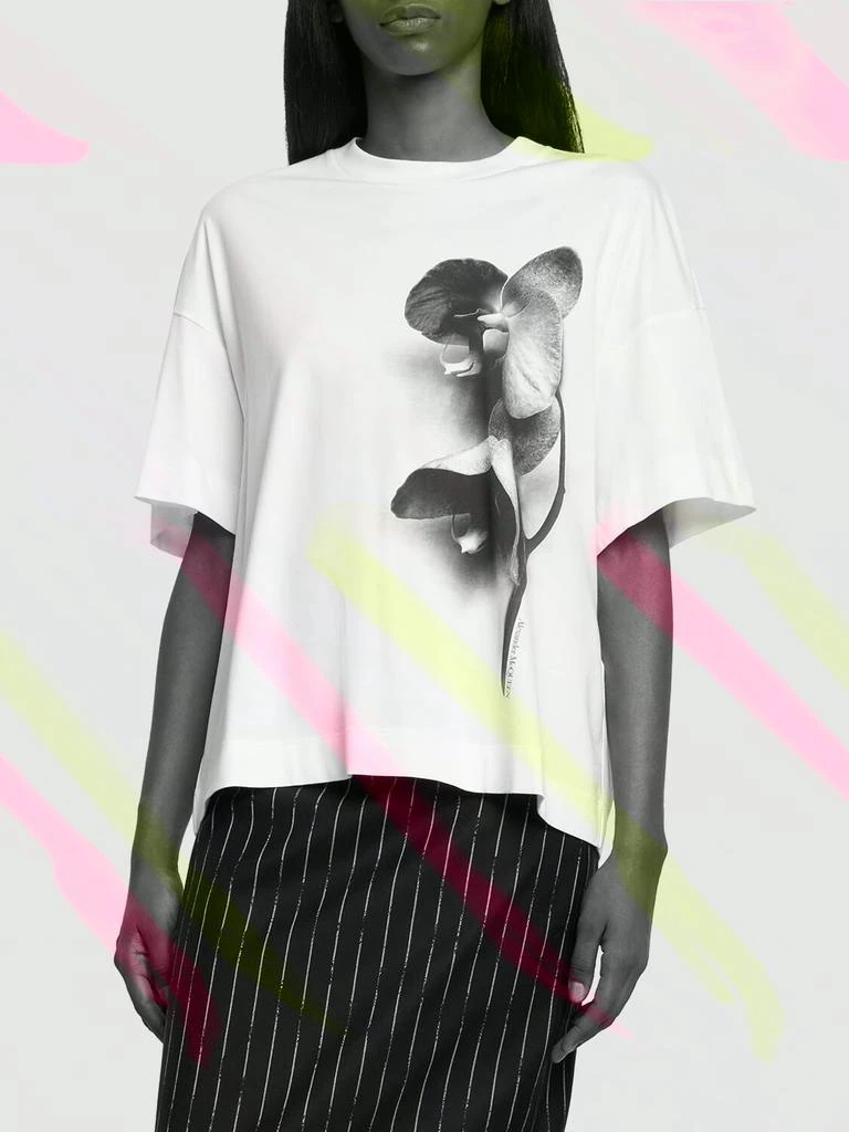 商品Alexander McQueen|Orchid Print Cotton T-shirt,价格¥4207,第2张图片详细描述
