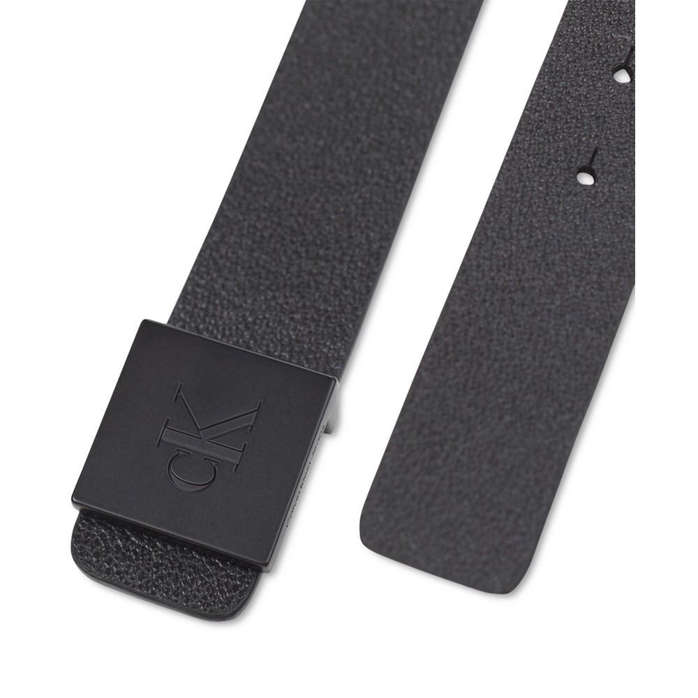 商品Calvin Klein|Men's Pebbled Leather Monogram Micro Plaque Buckle Belt,价格¥192,第6张图片详细描述