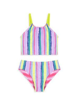 商品Andy & Evan|Little Girl's 2-Piece Reversible Tie-Dye Print Swimsuit,价格¥81,第3张图片详细描述