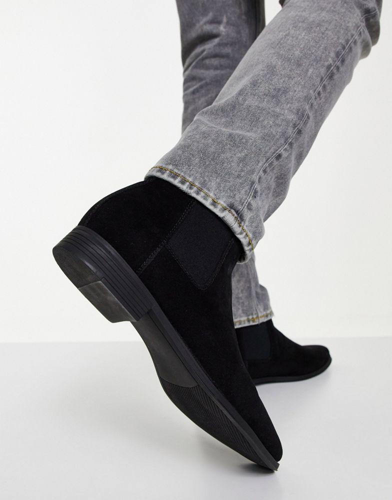 ASOS DESIGN chelsea boots in black faux suede商品第2张图片规格展示