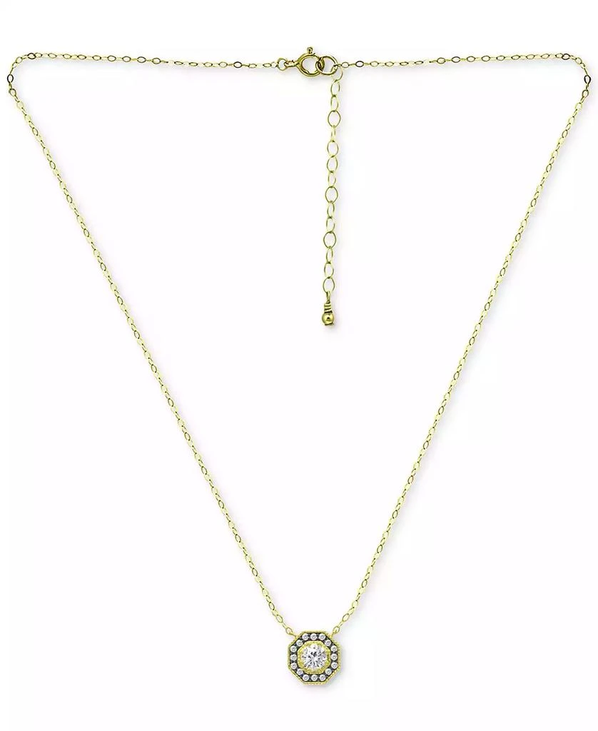 商品Giani Bernini|Cubic Zirconia Octagon Halo Pendant Necklace in 18k Gold-Plated Sterling Silver 16" + 2" extender, Created for Macy's,价格¥535,第3张图片详细描述