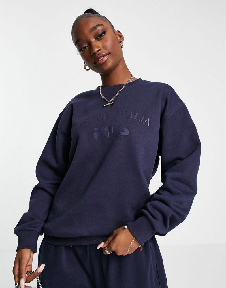 商品Fila|Fila oversized sweatshirt with tonal branding in navy,价格¥388,第5张图片详细描述