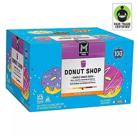 商品Member's Mark|Member’s Mark Donut Shop Medium Roast Coffee Pods, 100 ct.,价格¥232,第1张图片