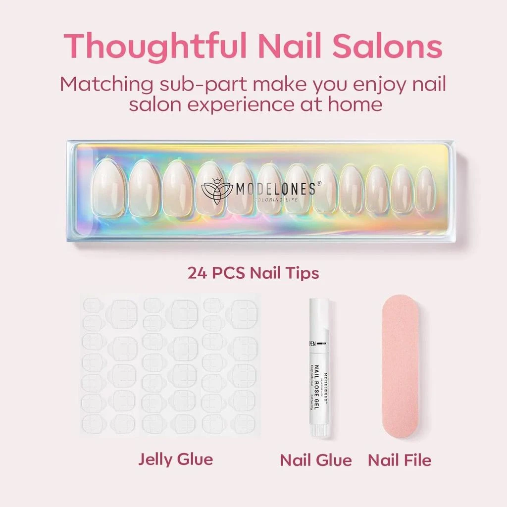 Shy Time - 24 Fake Nails 12 Sizes Short Almond Press on Nails Kit 商品