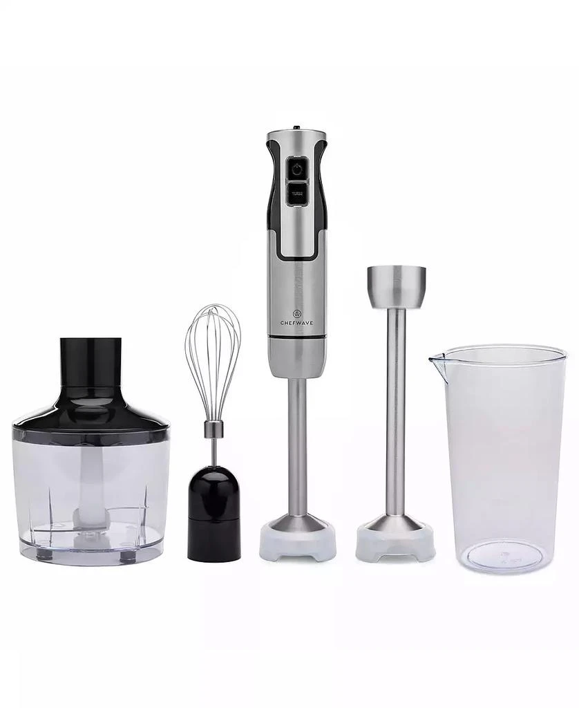 商品ChefWave|InterMix 500 Watt 9-Speed Immersion Multi-Purpose Hand Blender Heavy Duty with Immersion Depth Wands, Beaker, Whisk and Chopper Attachments,价格¥261,第1张图片