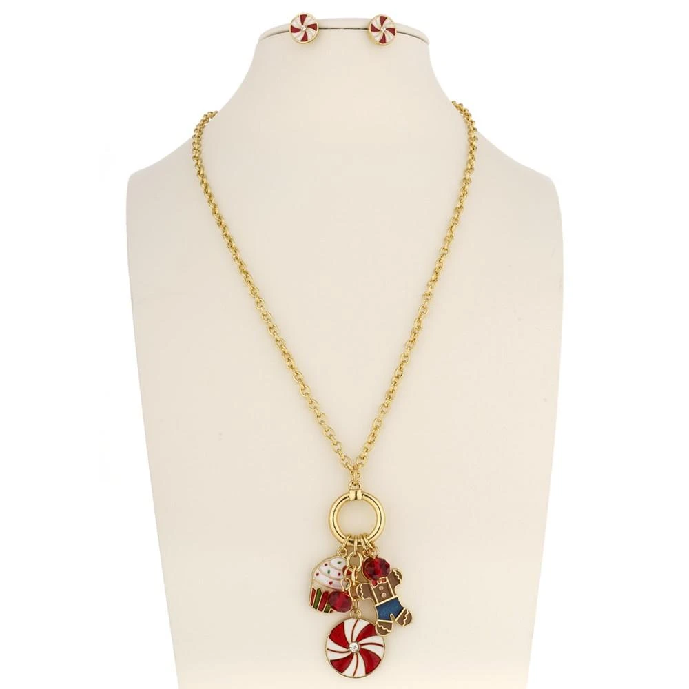 商品Charter Club|Gold-Tone Crystal & Bead Candy Multi-Charm Pendant Necklace & Button Earrings Set, Created for Macy's,价格¥98,第2张图片详细描述