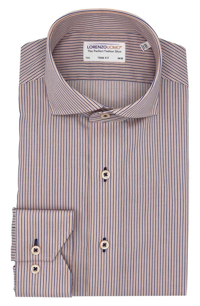 商品Lorenzo Uomo|Trim Fit Stripe Cotton Dress Shirt,价格¥378,第1张图片