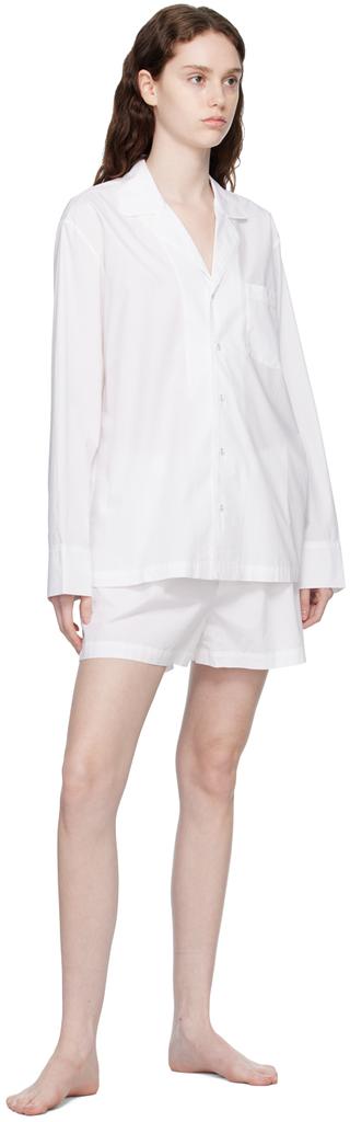 White Poplin Sleep Cotton Pyjama Shorts商品第4张图片规格展示