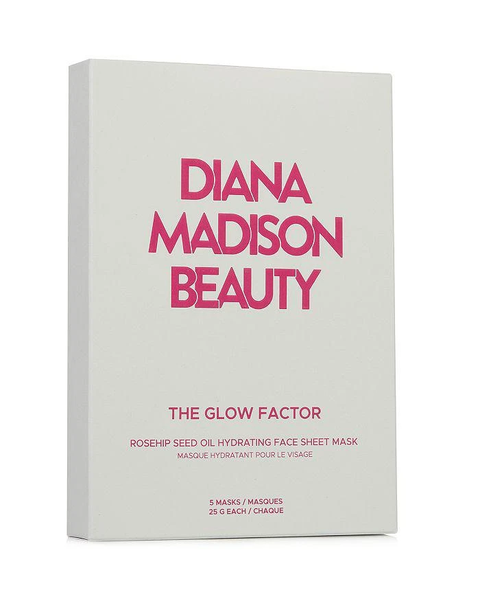 商品DIANA MADISON BEAUTY|The Glow Factor Rosehip Seed Oil Hydrating Face Sheet Mask, Pack of 5 ($50 value),价格¥303,第1张图片