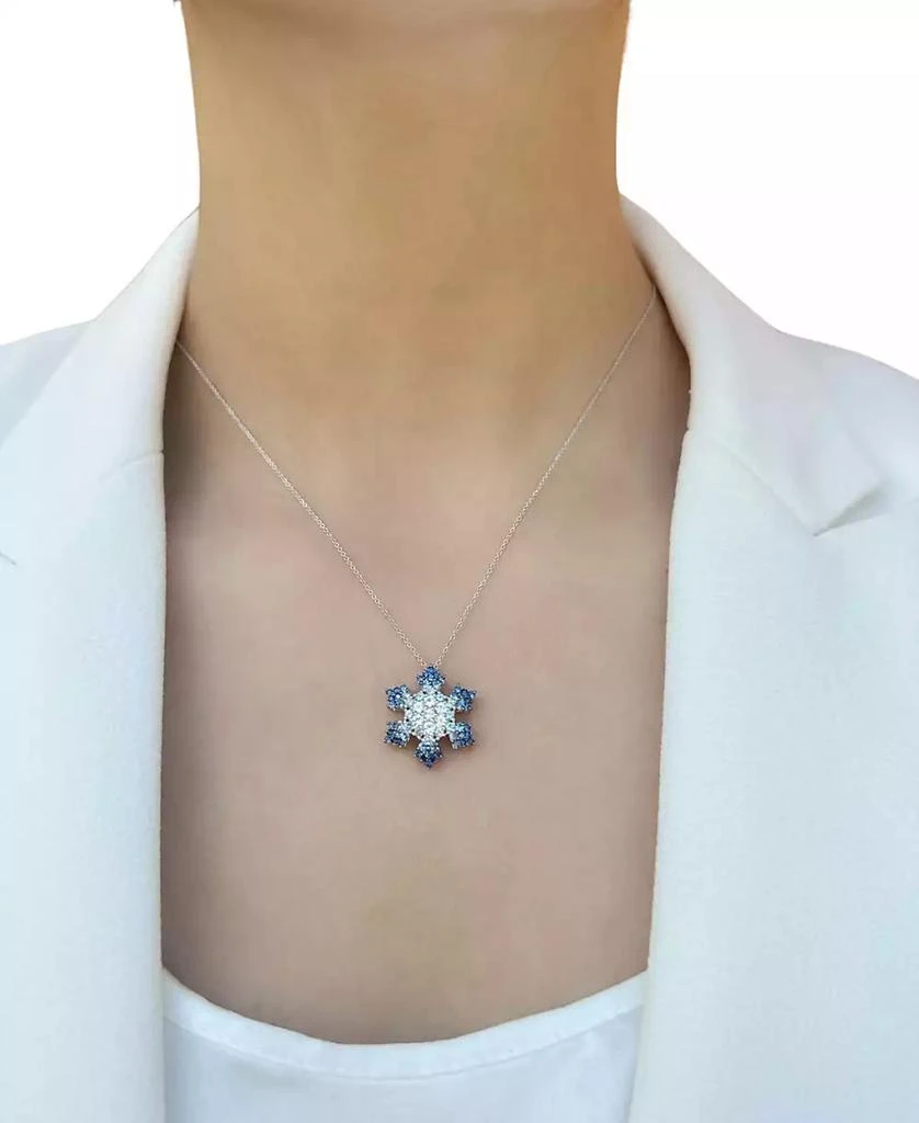 商品Le Vian|Ombré® Denim Ombré (1-3/8 ct. t.w.) & White Sapphire (5/8 ct. t.w.) Snowflake Adjustable 20" Pendant Necklace in 14k White Gold,价格¥14388,第3张图片详细描述