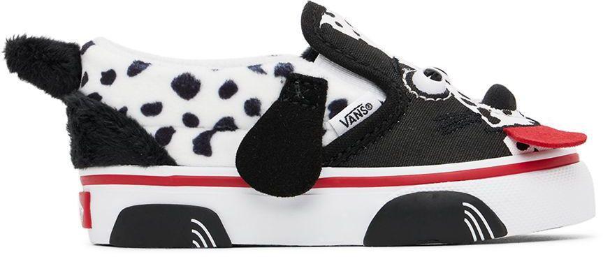 商品Vans|Baby Black & White Dog Slip-On V Sneakers,价格¥166,第1张图片