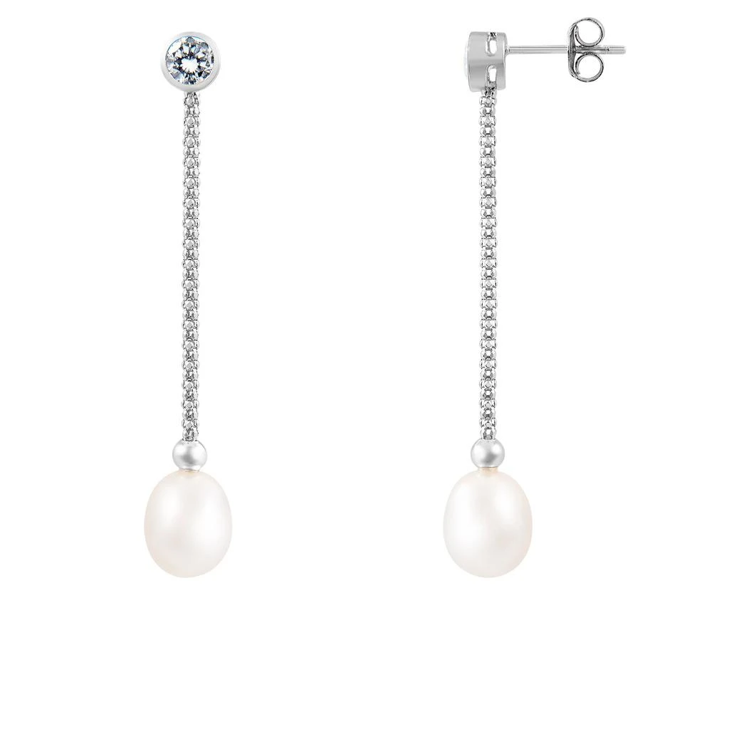 商品Splendid Pearls|Dangling Sterling Silver 7-7.5mm Freshwater Pearl Earrings,价格¥224,第1张图片