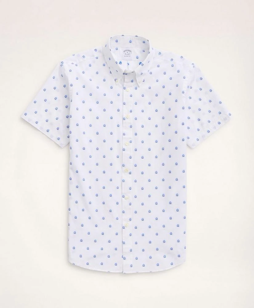 商品Brooks Brothers|Regent Regular-Fit Short-Sleeve Sport Shirt, Jacquard Sailboat Motif,价格¥399,第1张图片