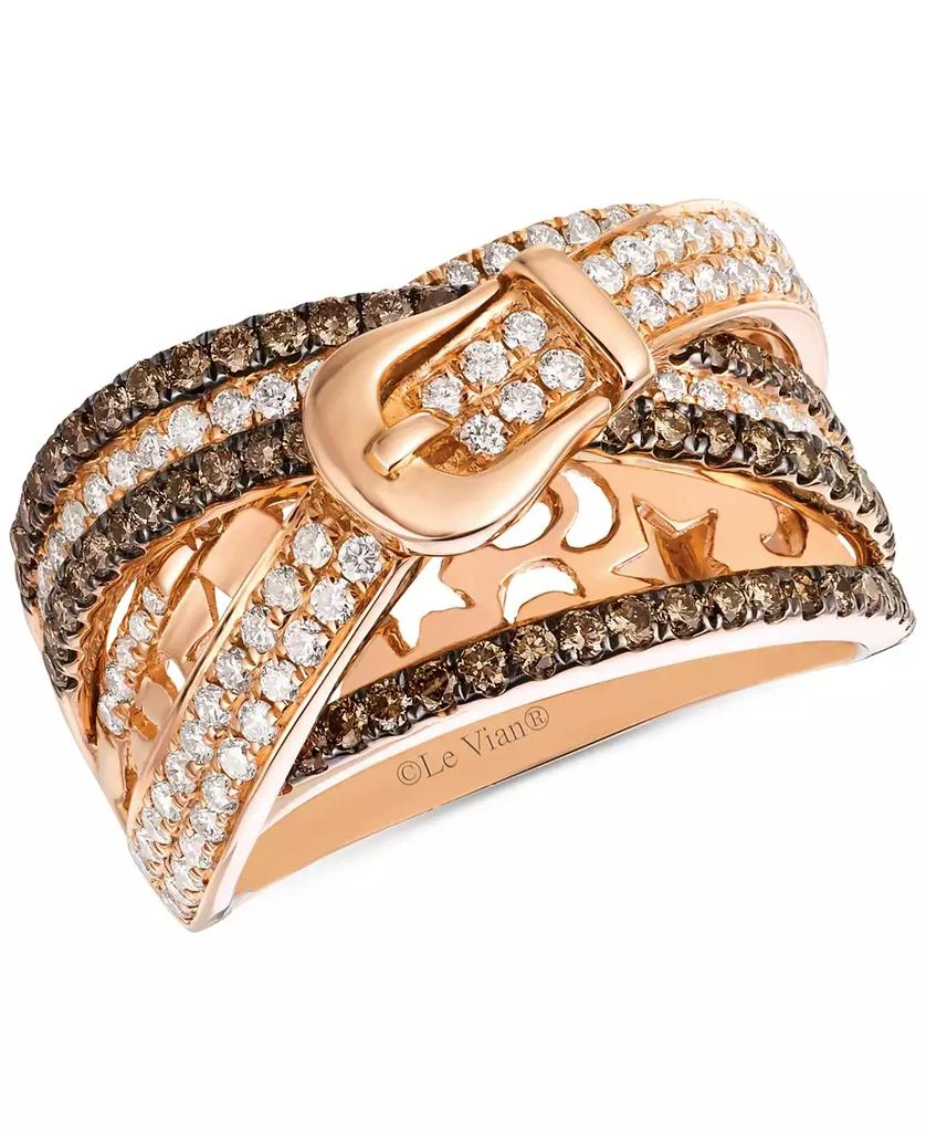 商品Le Vian|Chocolatier Chocolate Diamond & Vanilla Diamond Statement Ring (1-3/8 ct. t.w.) in 14k Strawberry Gold,价格¥35494,第1张图片