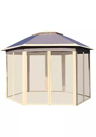 商品Outsunny|13X11 Pop Up Gazebo Double Roof Canopy Tent With Zippered Mesh Sidewalls Height Adjustable And Carrying Bag Event Tent For Patio Garden Backyard Beige,价格¥1807,第1张图片