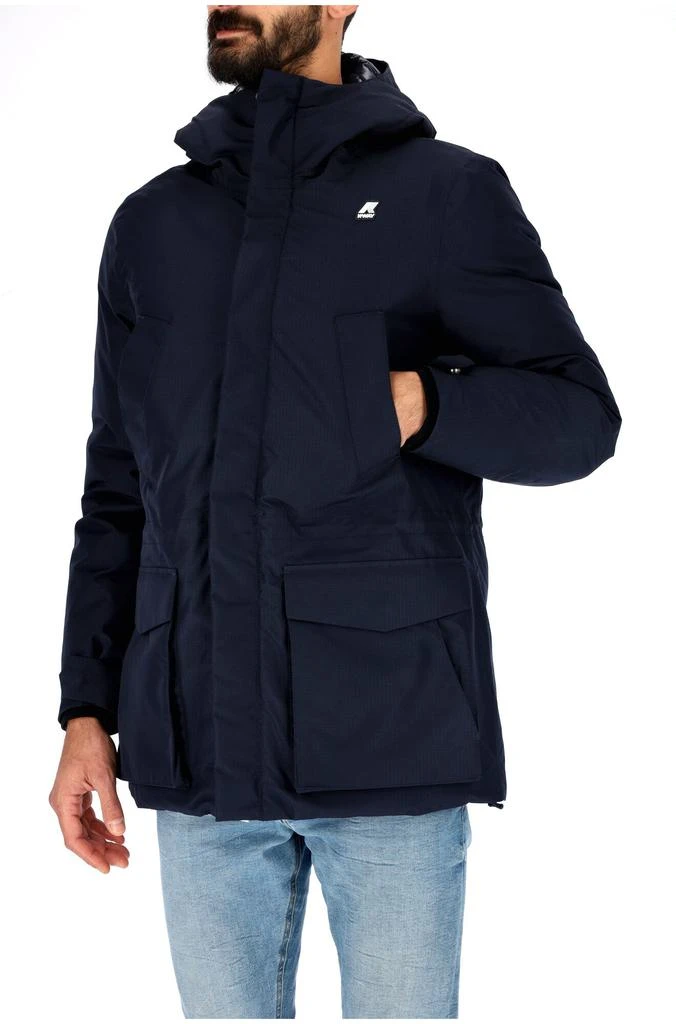 商品K-Way|Parka medium length with zip and hood men k-way joshua k8117mw blue dem,价格¥4771,第1张图片