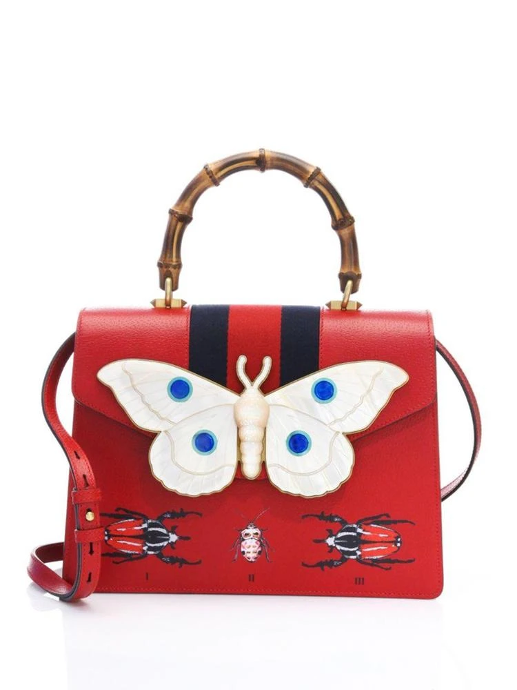 商品Gucci|Falena Insect-Print Leather Top Handle Tote,价格¥26228,第1张图片