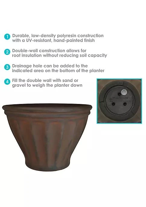 商品belk|Decor 20 In Charlotte Dual Wall Polyresin Planter   Rust   Set Of 4,价格¥965,第4张图片详细描述