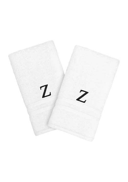 商品Linum Home Textiles|Home Personalized Denzi Hand Towels Set Of 2 In Black Font,价格¥218,第1张图片