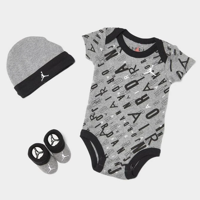 商品Jordan|Boys' Infant Jordan HBR Allover Print Bodysuit, Hat and Booties Set (3-Piece),价格¥112,第1张图片