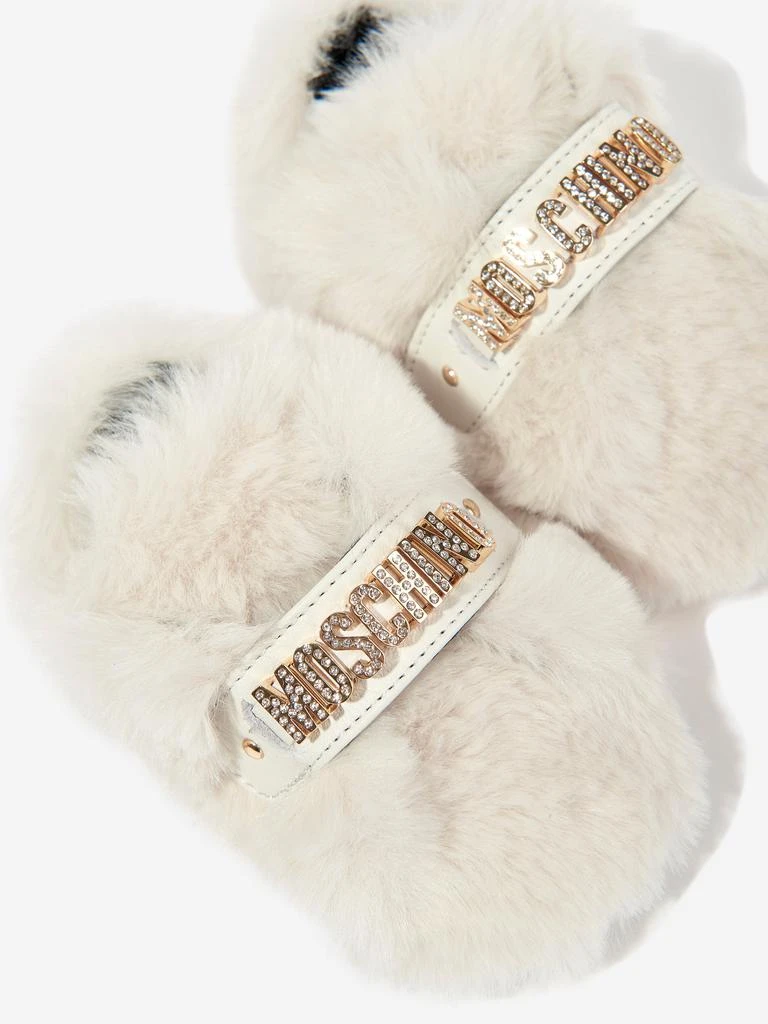 商品Moschino|Baby Girls Furry Slippers in Ivory,价格¥774,第3张图片详细描述