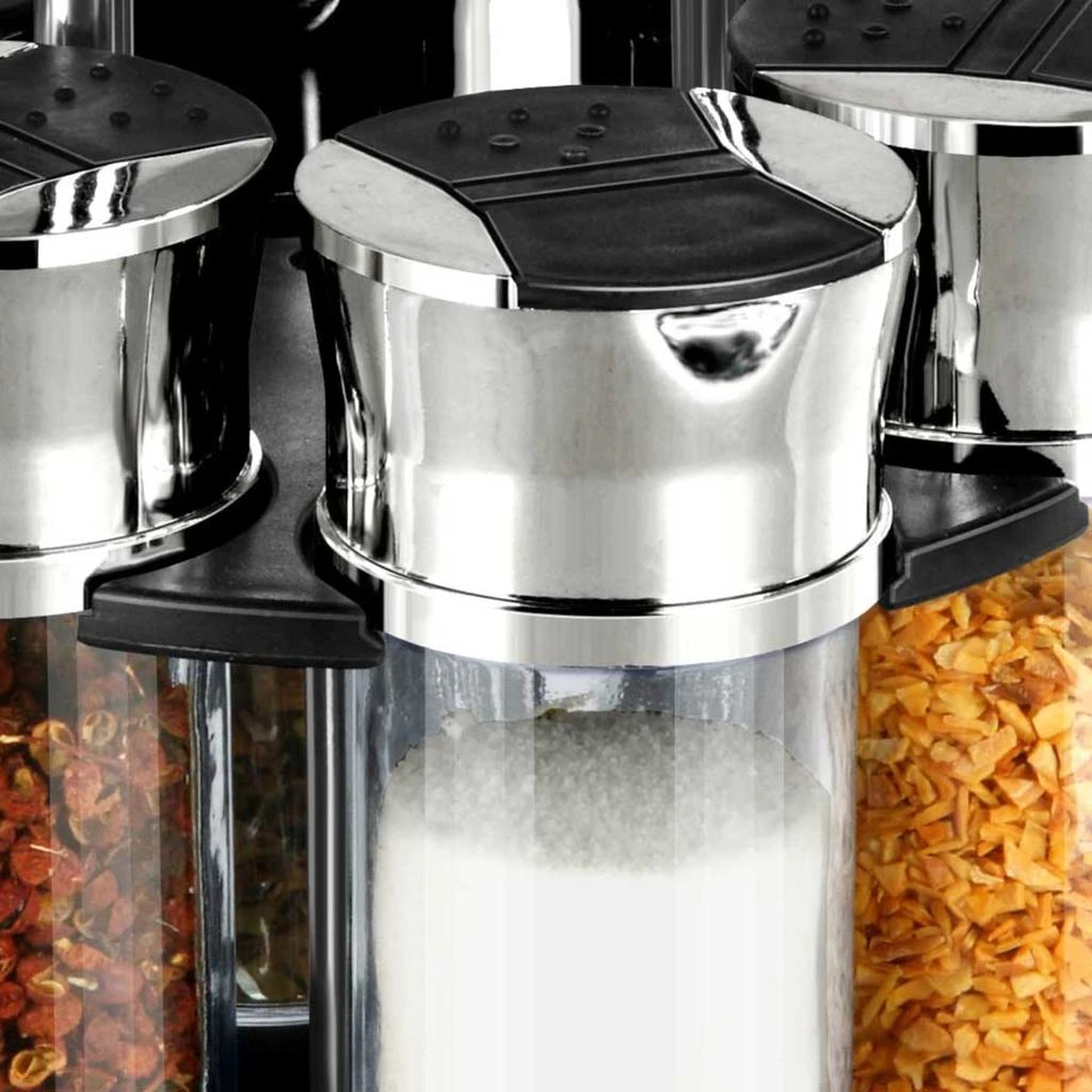 商品Home Basics|Home Basics Compact Carousel 6-Jar Spice Rack with Steel Carrying Handle, Black,价格¥166,第3张图片详细描述
