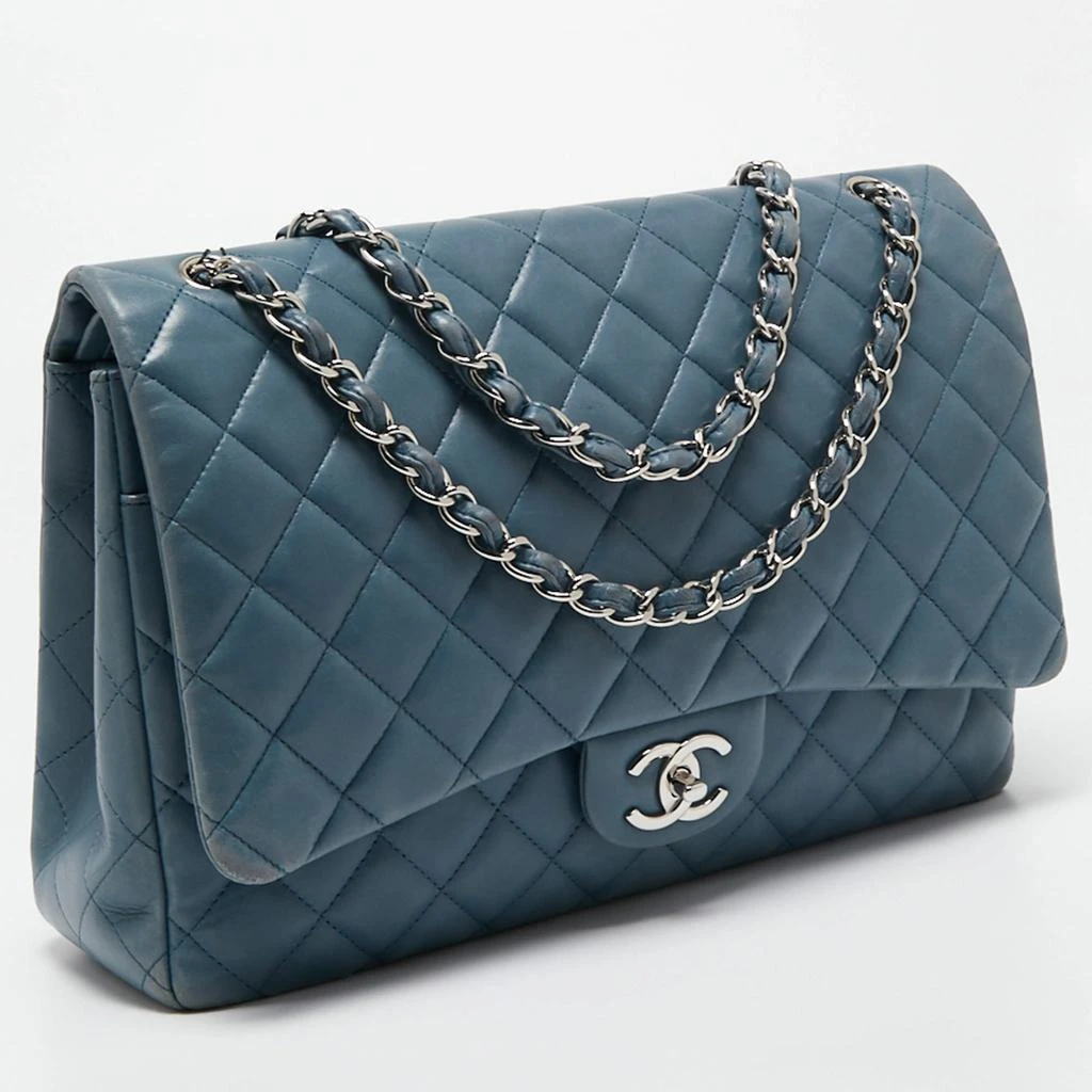 商品[二手商品] Chanel|Chanel Blue Quilted Caviar Leather Maxi Classic Double Flap Bag,价格¥22871,第3张图片详细描述