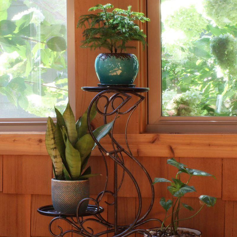 商品Sunnydaze Decor|3-Tier Plant Stand Indoor Outdoor Metal Flower Pot Holder Garden Display,价格¥415,第2张图片详细描述