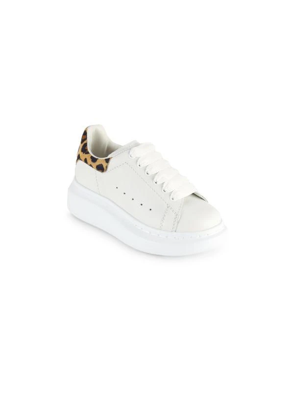 商品Alexander McQueen|Kid's Leopard Print Leather Low-Top Sneakers,价格¥1626,第1张图片