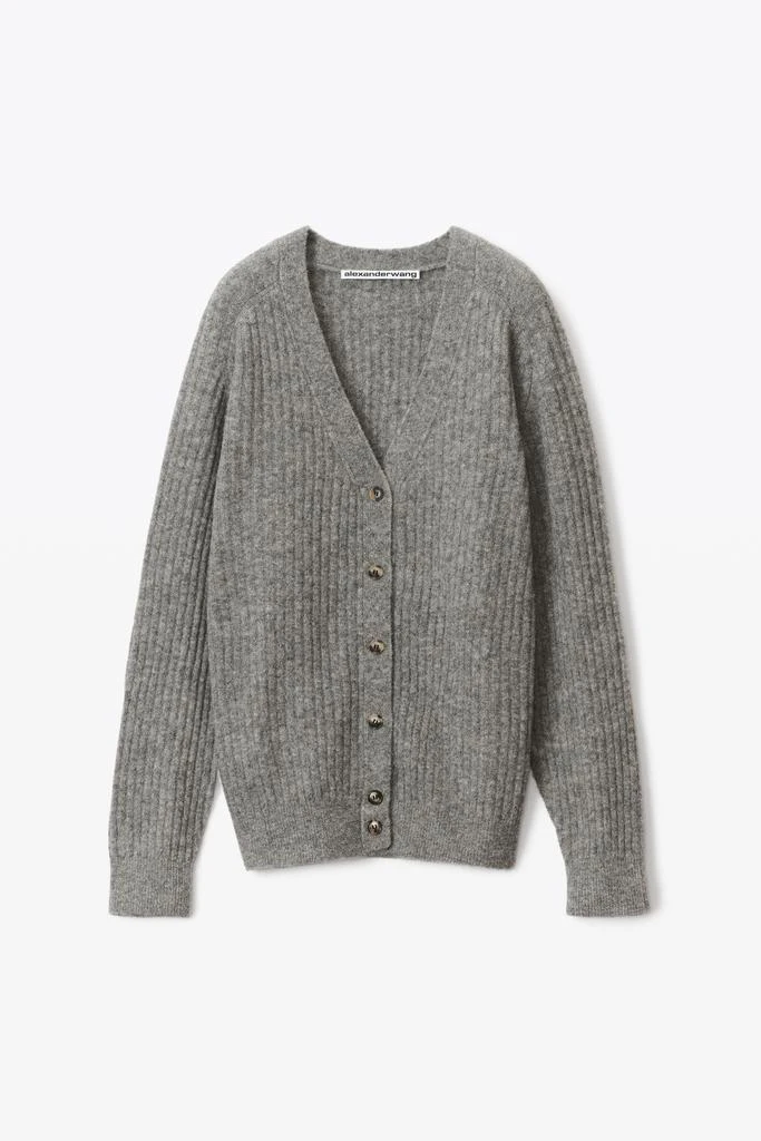 商品Alexander Wang|RIBBED V-NECK CARDIGAN IN ALPACA FLEECE,价格¥1687,第3张图片详细描述