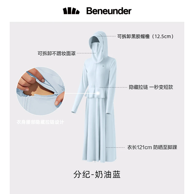 蕉下长款防晒衣女夏防紫外线户外凉感原纱冰丝透气专业全身防晒服 商品