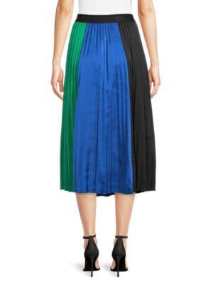 Colorblock Pleated Midi Skirt商品第2张图片规格展示