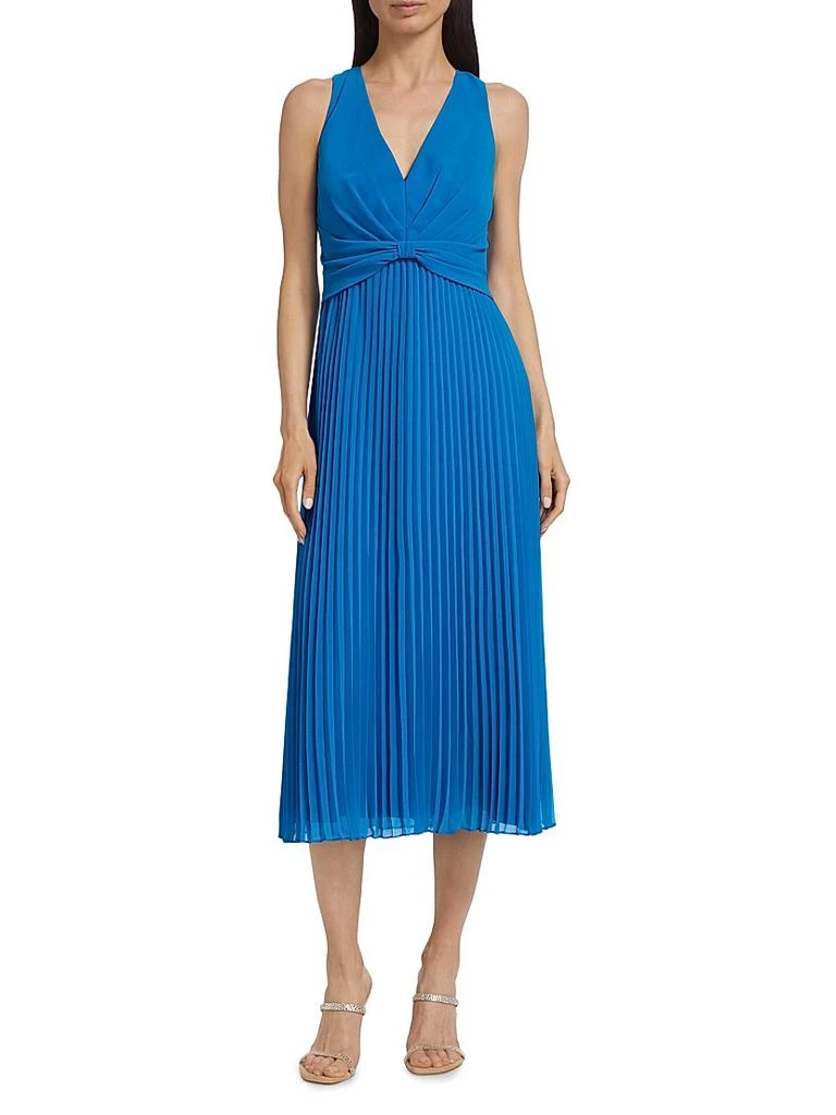 商品Badgley Mischka|Sunburst Pleated Bow-Waist Midi-Dress,价格¥1972,第3张图片详细描述