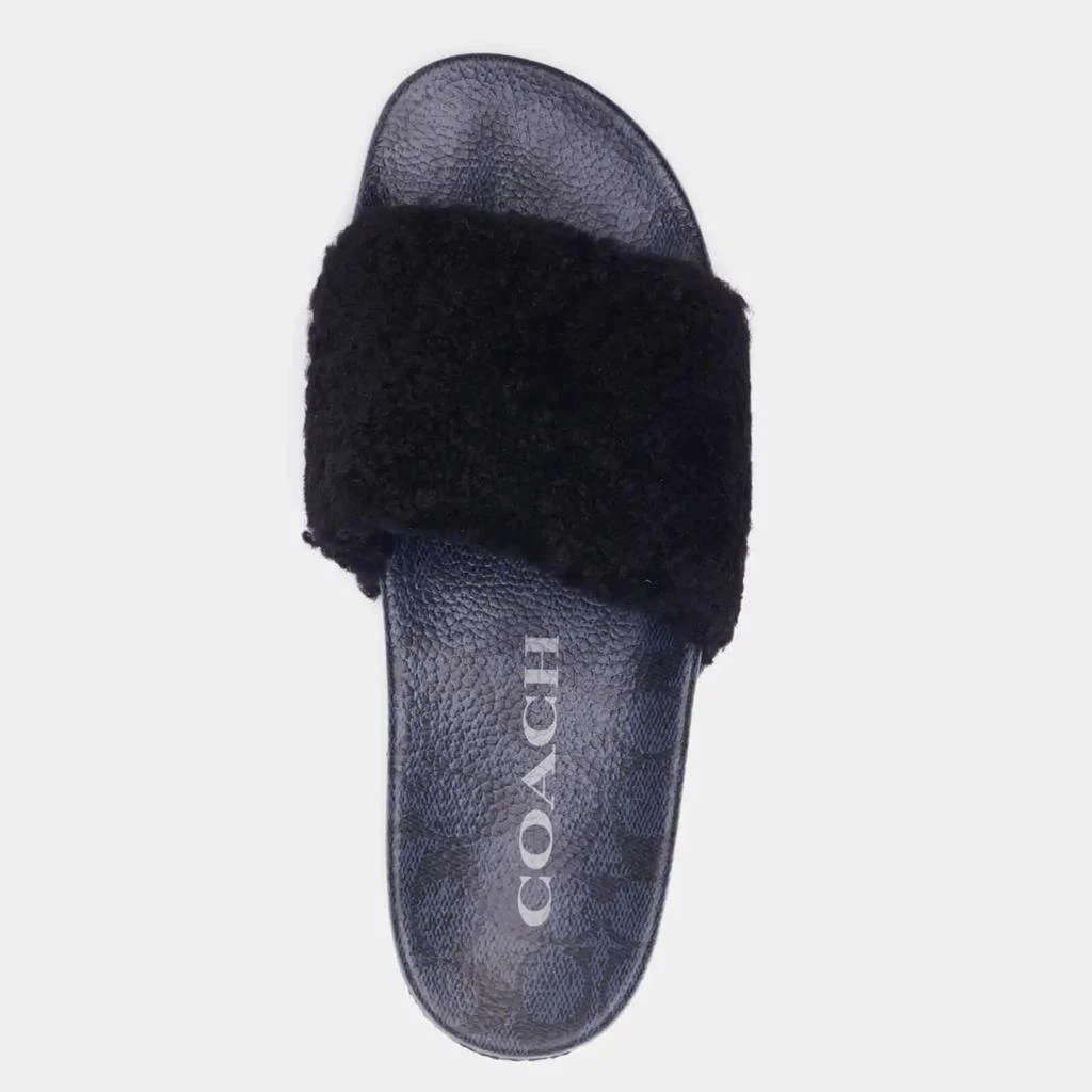 商品Coach|Coach Men's Signature Shearling Pool Slide Sandals,价格¥310,第2张图片详细描述