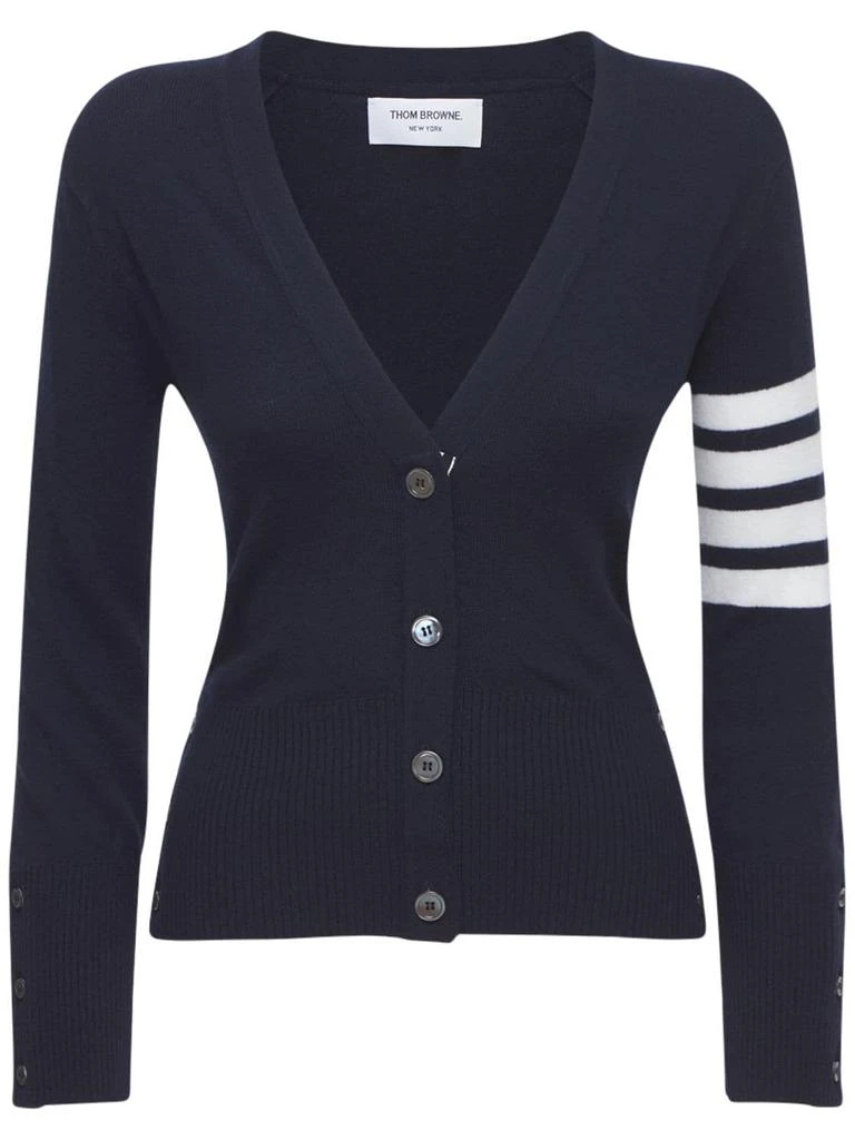 商品Thom Browne|Intarsia Stripes Cashmere Knit Cardigan,价格¥15582,第1张图片