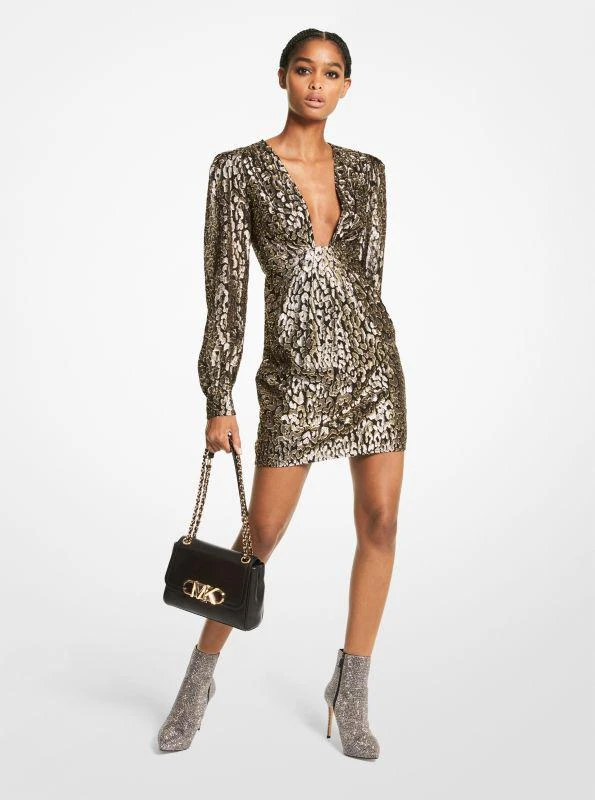 商品Michael Kors|Metallic Leopard Clip Jacquard Dress,价格¥1481,第1张图片